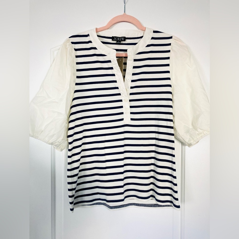 NWT J Crew Puffed Sleeve Striped Shirt